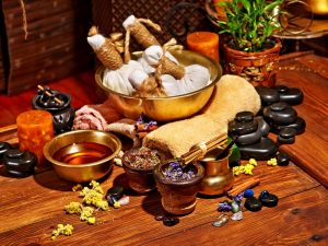 Ayurvedic spa massage still life